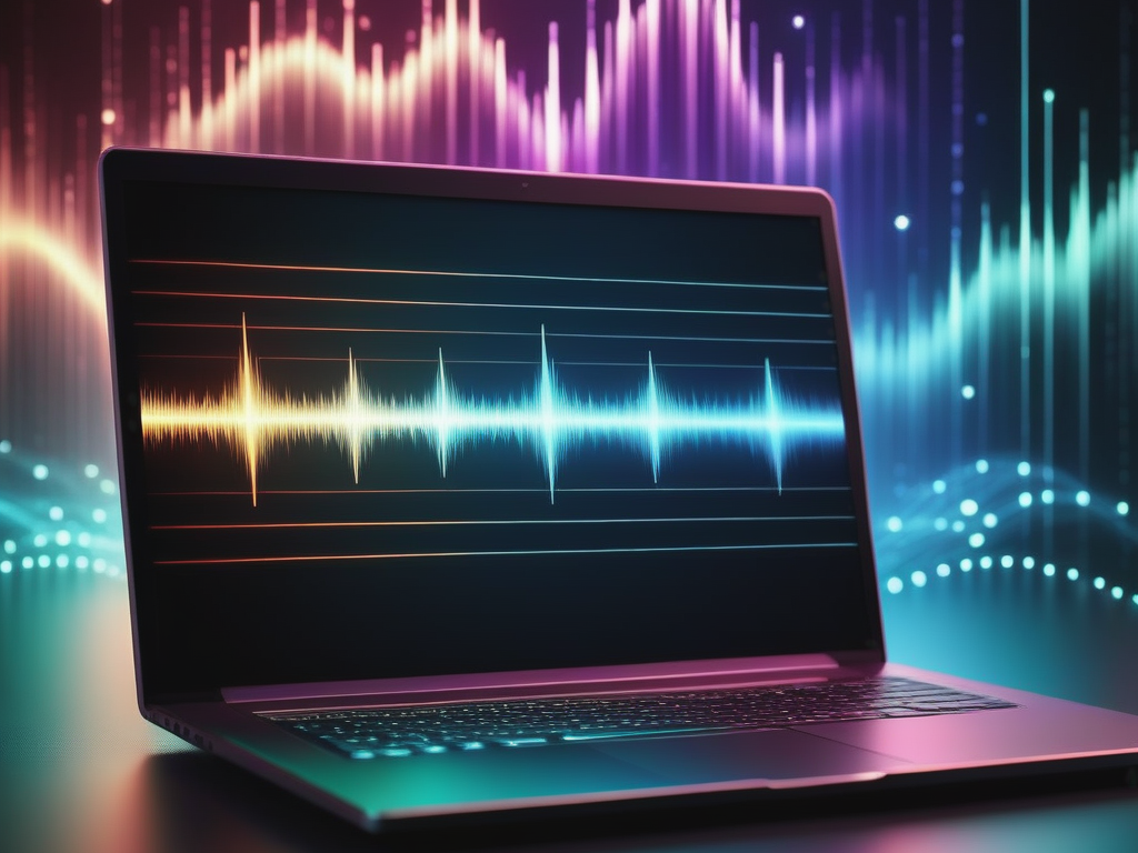 abstract sound wave background laptop playing video